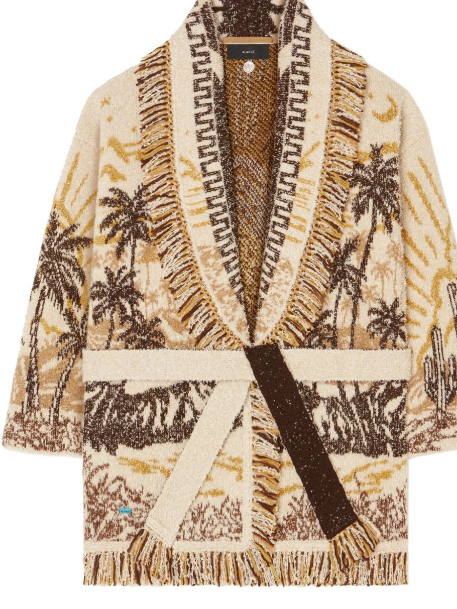 Cheap patterned-jacquard fringed-edge cardigan Women Alanui 0710